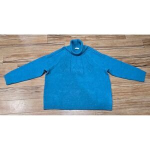 North Style‎ Teal Blue Diamond Cable Knit Turtleneck Sweater Women 1X